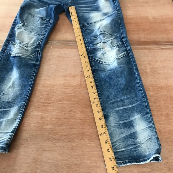 Jordan Craig Sean Legacy Edition Jeans Men Blue 34x32 Distressed Destroyed - Picture 7 of 14